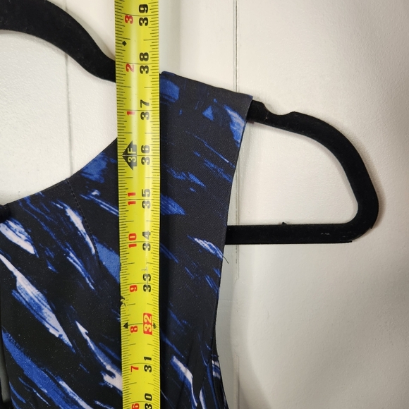 MILLY Blue Brushstroke Print V-Neck Sheath Work Career Office Midi Dress size 2 - Picture 9 of 13